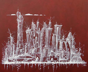 Doha Buildings Qatar Red 2014